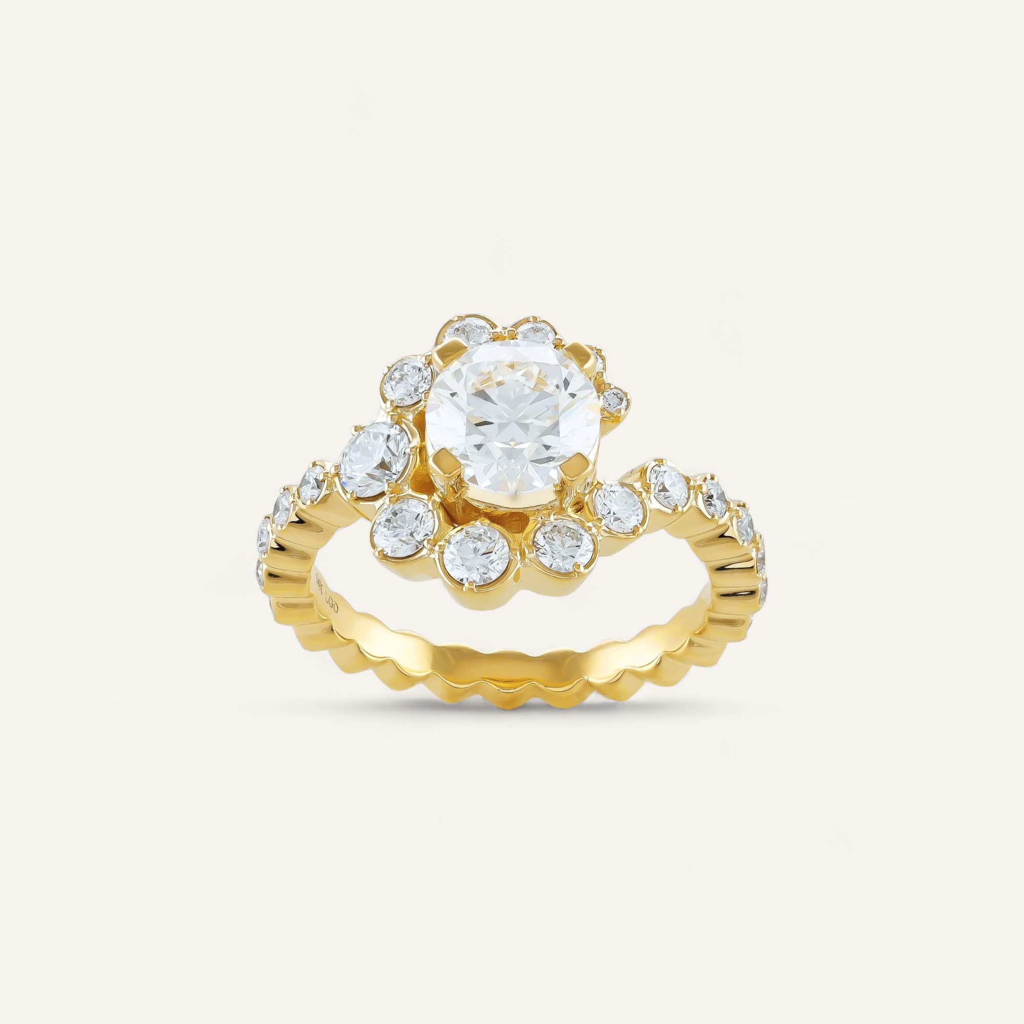 HALORING I 14K GULD MED DIAMANTER (2.0 CT), STR. 54
