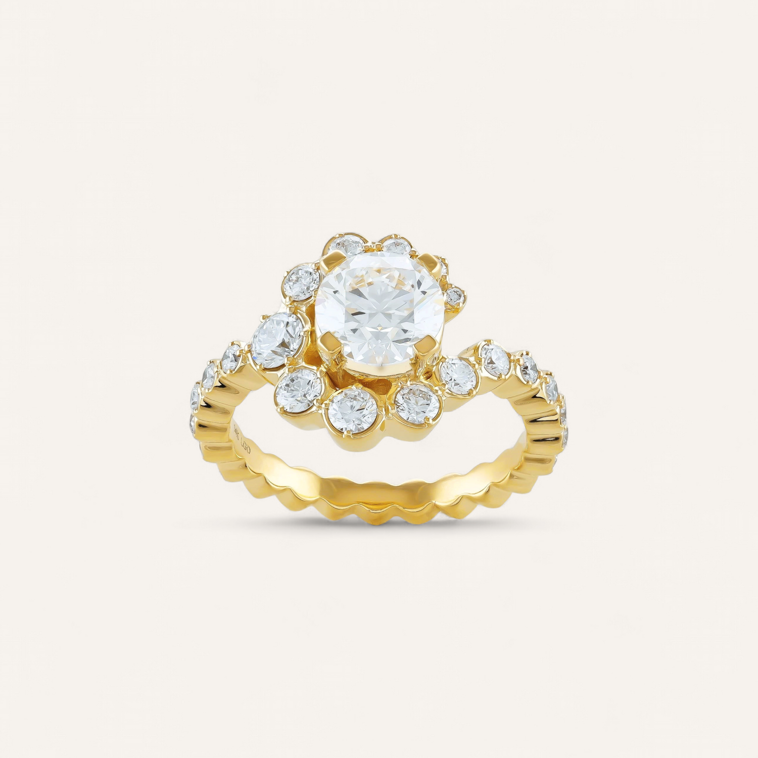 HALORING I 14K GULD MED DIAMANTER (2.0 CT), STR. 54