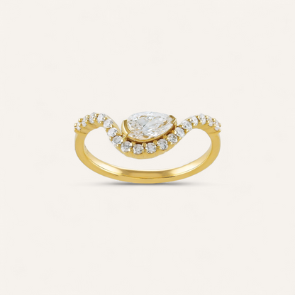 PEAR PAVÉRING I 14K GULD MED DIAMANTER (0.78CT), STR. 54