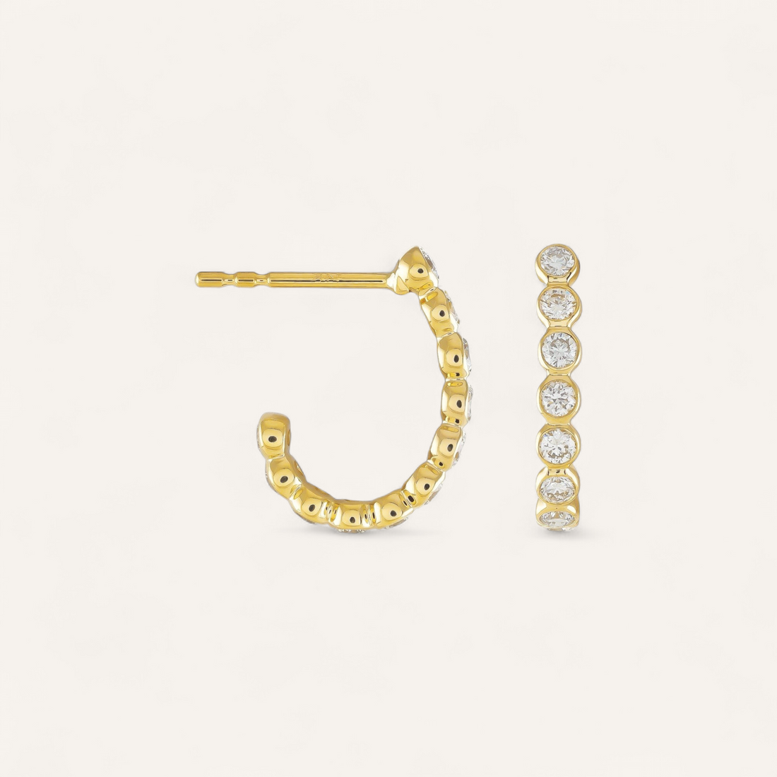 CREOLER I 14K GULD MED DIAMANTER (0.65 CT), 1.5 CM