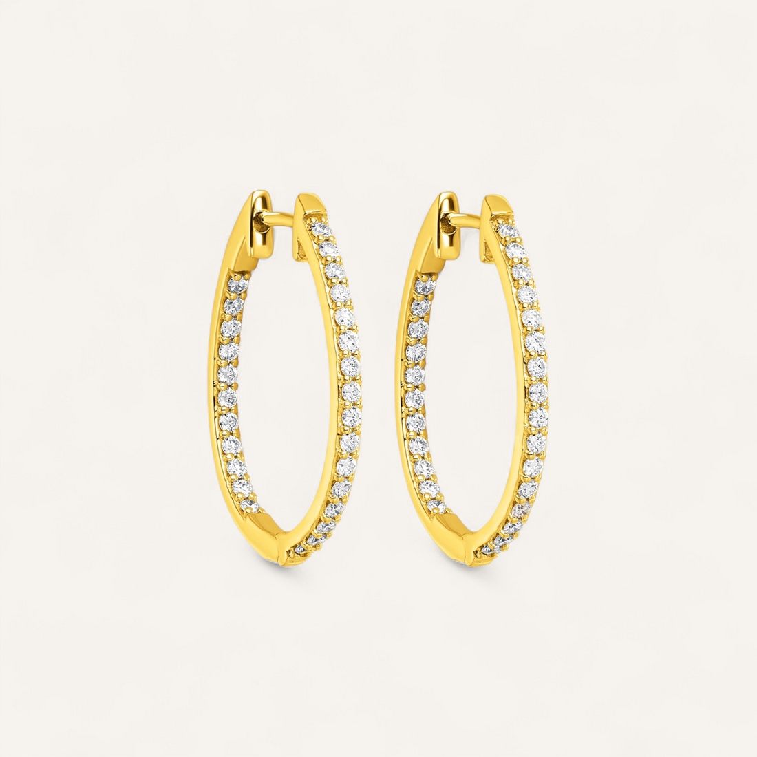 CREOLER I 14K GULD MED DIAMANTER (0,6 CT), 1.8 CM