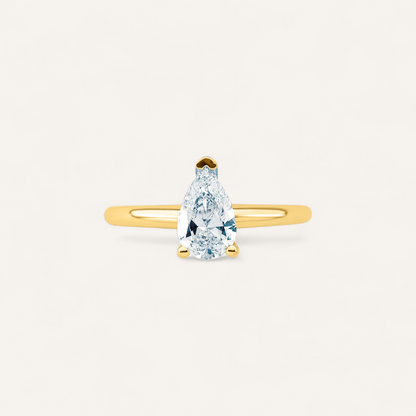 STOR PEAR RING I 14K GULD MED EN DIAMANT (3.06 CT), STR. 54