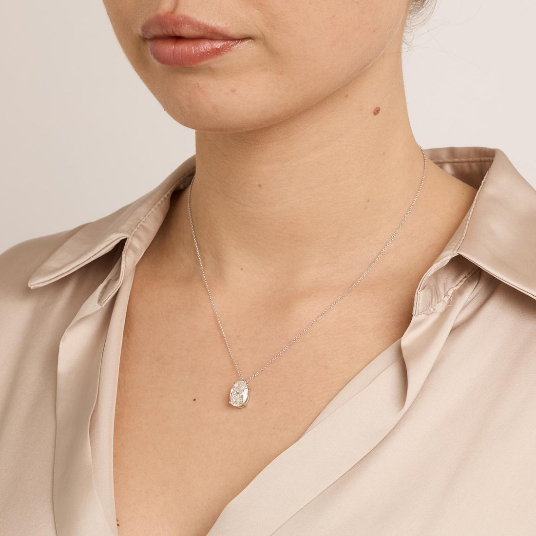 ANKERKÆDE HALSKÆDE I 14K HVIDGULD MED DIAMANT (3.01 CT), 42 CM